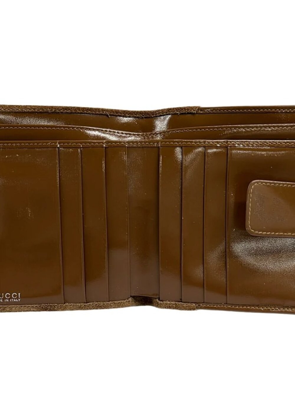 GUCCI Horsebit Brown Suede Double-hook Wallet - Picture 3 of 5